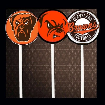 Cleveland Browns 2 Caras Cupcake Toppers Lote 12 Pasteles Fiesta Suministros Favores Foto 1 de 2