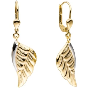 Ohrringe Boutons Ohrhänger Flügel Engelsflügel aus 333 Gold Gelbgold rhodiniert - Picture 1 of 1