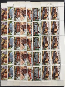 10x Trains / Locomotives / Transport on stamps Kampuchea 1984 / CTO - Picture 1 of 1