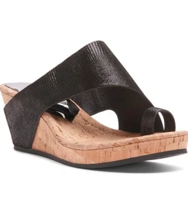 Donald J Pliner Gyer Wedge Sandals Metallic Black/Black 11 M - Picture 1 of 3