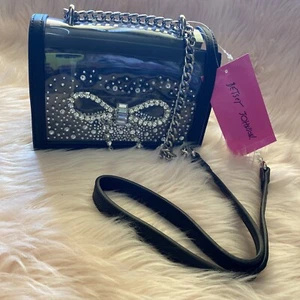 Betsey Johnson Clear Convertible Bag With Rhinestone Bow - Picture 1 of 5