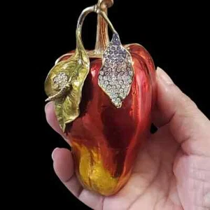 Seltene Schmuckschatulle signiert rote Apfelkristalle mehrfarbig Blattgoldrand - Bild 1 von 16