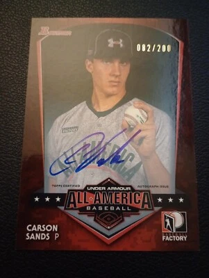 2013 Bowman Under Armour All America Carson Sands AUTOGRAPH Cubs 82/200 - Image 1 of 2