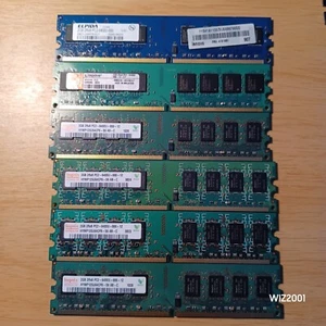 Lot 6x 2GB DDR2 PC2-6400U Desktop RAM Memory HYNIX KINGSTON ELPIDA NON-ECC 12GB - Picture 1 of 10