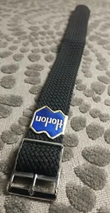 Horlon 18mm Woven Watch Band/Strap, Black w Silver Buckle, Dutch Made, M0NI-M001 - Picture 1 of 4