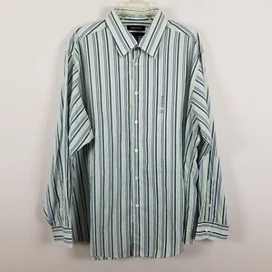 Murano Sz 2X Big European fabric long sleeved button front mens shirt striped - Picture 1 of 6