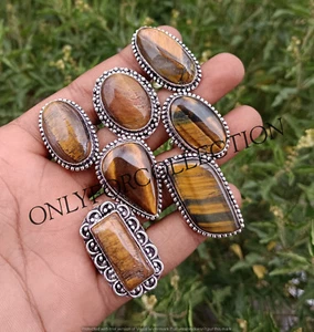 Winter Tiger's Eye Gemstone 925 Sterling Silver Plated Designer Rings Lot 10pcs - Picture 1 of 6