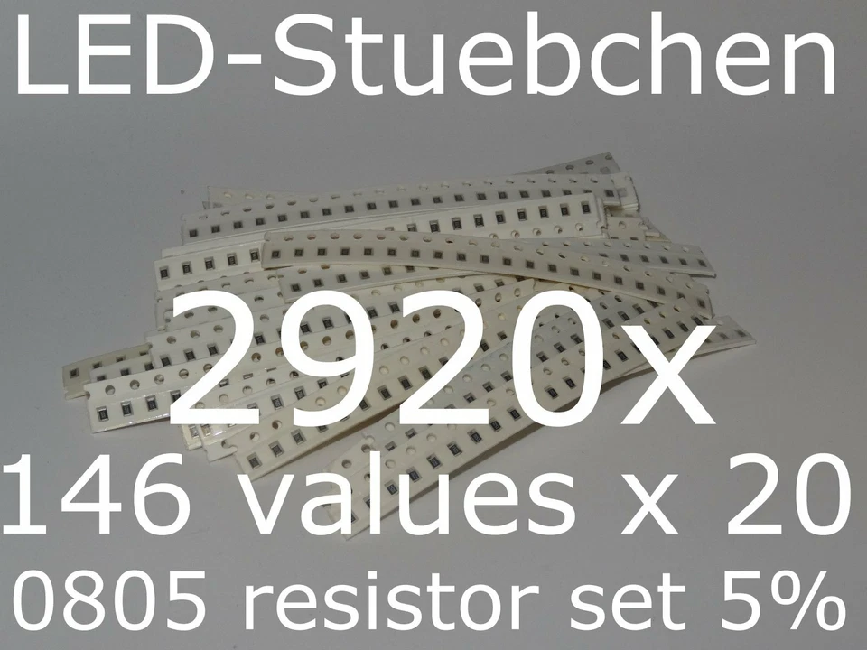 MARKENLOS SMD Widerstandssortiment 0805 5%, 146 Werte x 20 Stück = 2920 Stück