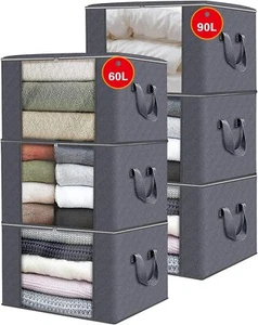 3 Sets of 60L + 90L Closet Organizers Storage Bins For Clothing Bed Sheets - Picture 1 of 4