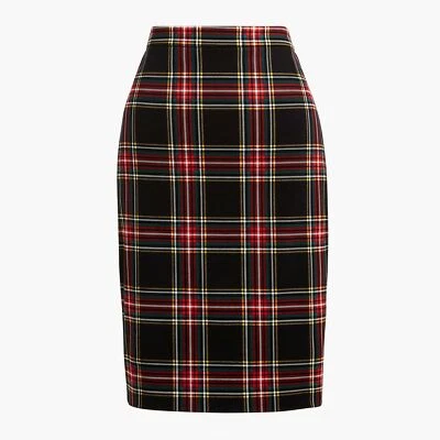 J Crew AD141 NWT Size 14 Cotton Sateen Pencil Skirt in Stewart Tartan Plaid - Image 1 of 4