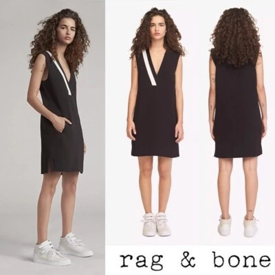 Vestido recto Rag & Bone negro Lodwick cuello en V mini mod XS (00) Foto 1 de 4