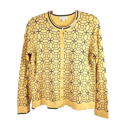 Charter Club Women's Knit Cardigan Top Size M Long Sleeve Round Neck Yellow  - Image 1 of 4