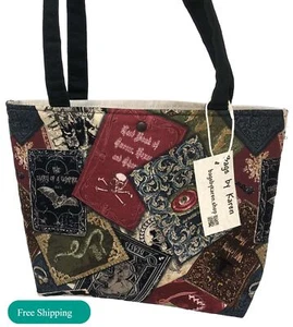 Witchy Gothic Spell Book Grimoire Tote Bag Halloween Witchcraft Shoulder Purse - Picture 1 of 4