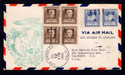 1940, 1st Flt Cover FFC, FAM-19, Clipper Flt., Los Angeles, CA to Auckland, NZ - Image 1 of 2
