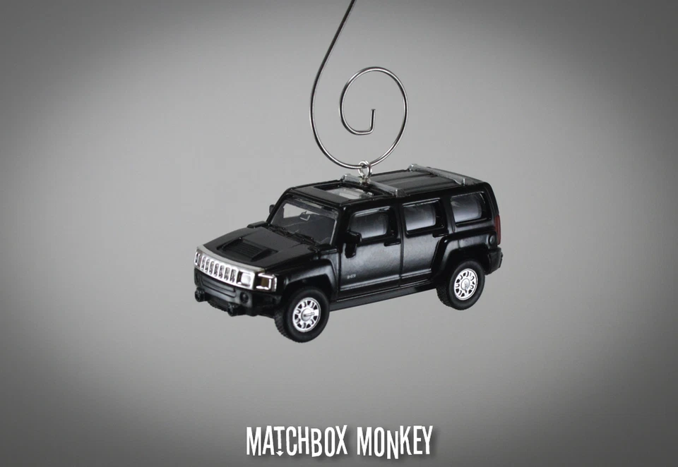 黑色悍马 H3 SUV 卡车 4x4 1/64 定制圣诞装饰品徽章 SUT H1,H2 — 第 1/4 张图片