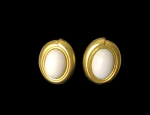 Vintage Schmuck signiert MONET Cabochon Lucite Ohrclips - Bild 1 von 5