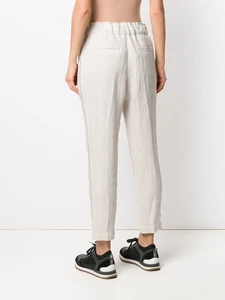 Brunello Cucinelli Womens Beige Linen Pants With Side Detail - Picture 1 of 6