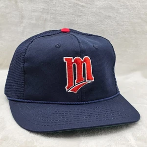 VINTAGE Minnesota Twins Hat Cap Blue Snap Back Trucker Mesh Mens MLB Baseball - Picture 1 of 8