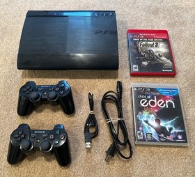 Sony PlayStation 3 PS3 Super Slim Console CECH-4201A w/ 2 Games & 2 Controllers