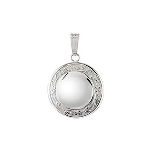 Sterling Silver 18mm Round Floral Border Locket - Picture 1 of 3