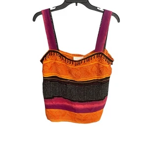 Breeze by Dorothy Schoelen Damen L lila/orange Multi Muster Top Neu mit Etikett USA - Bild 1 von 6