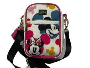 Disney Multicolor Mickey Minnie Mouse Adjustable Strap Crossbody & Tech Bag Set - Picture 1 of 7