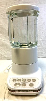 Licuadora KITCHENAID Ultra Power blanca 5 velocidades 40 oz jarra de vidrio KSB5WH ~ PROBADA Foto 1 de 4