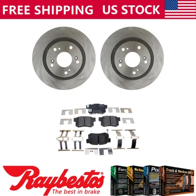 Kit de rotores de freno traseros + pastillas de cerámica y herrajes para Honda S2000 2000-2009 Foto 1 de 4