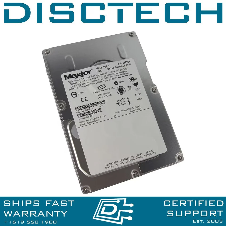 Maxtor Atlas 10K V 8J073S0 73GB 3Gbps SAS / Serial Attached SCSI Hard Drive - Image 1 of 3
