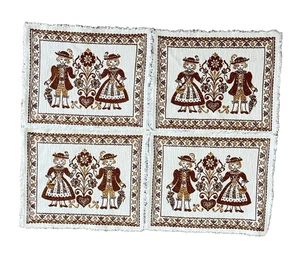 Vintage Folk Art Woven Textiles Wall Decor Table Setting Placemats Brown Beige 4 - Picture 1 of 5
