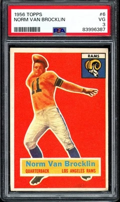 1956 Topps Football #6 Norm Van Brocklin PSA 3 - Image 1 of 2