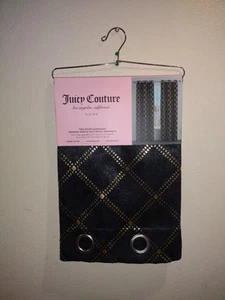 JUICY COUTURE WINDOW CURTAIN BLACK GOLD JUICY COUTURE WINDOW PANELS X GROMMETS - Picture 1 of 6