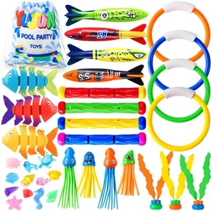 35PCS Pool Diving Swimming Toys Summer Underwater Game Toys with Pool Fishes Di - Picture 1 of 7