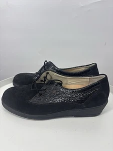 NWOB Men’s Finn Comfort German Made Lace Up Suede Shoes Black 8 - Picture 1 of 4