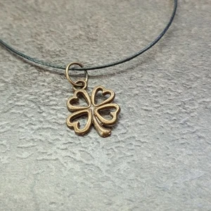 Tiny 4leaf clover Charm Pendant Black String Necklace Gift Jewelry for Men Women - Picture 1 of 3
