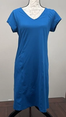 Toad and Co Aquaculture Short Sleeve Dark Turquoise Blue Dress Size Medium NWOT - Image 1 of 4