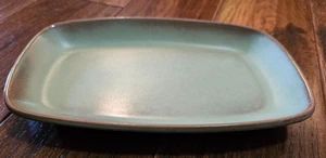 Vintage Frankoma Keramik Prärie grün braun Servieren Snack Tablett 9 Zoll - Bild 1 von 6