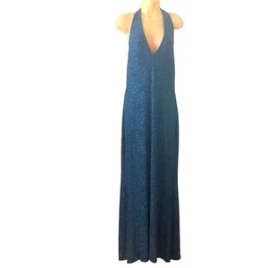 Scott McClintock Blue Metallic Stretch Halter Gown Woman Size 14 Bodycon Sexy - Bild 1 von 12