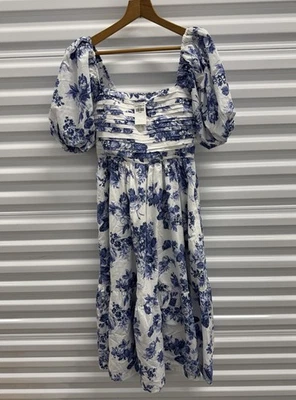 Vestido Abercrombie and Fitch Emerson Popelina Talla XS Manga Abullonada Midi Floral Foto 1 de 4