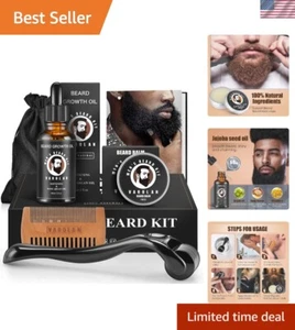 All-Natural Beard Growth Kit - 2Oz Oil, Balm, Comb & E-book - Perfect Gift - Picture 1 of 8