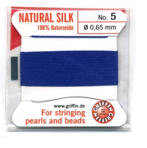 NAVY SILK STRING THREAD 0.65mm STRINGING PEARLS & BEADS GRIFFIN SIZE 5 - FT545 - Picture 1 of 1
