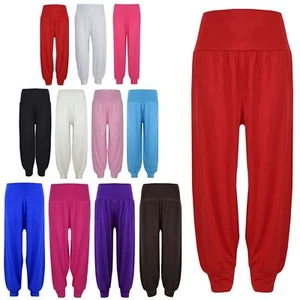 Kids Girls Ali Baba Harem Trouser Plain Color Fashion Trendy Leggings 2-13 Years - Picture 1 of 62