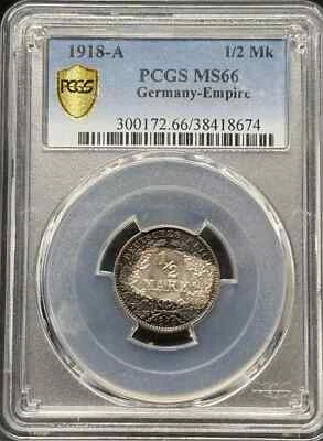 1918 A GERMANY Silver 1/2 MARK PCGS MS-66 - Image 1 of 2