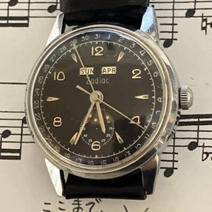 Zodiac Triple Calendar Moonphase Automatic Watch 33mm Steel Case Vintage Working - Picture 1 of 6