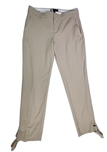 Banana Republic Ankle Pants Avery Straight Leg Tie Hem Khaki Beige Classic 4 - Picture 1 of 13
