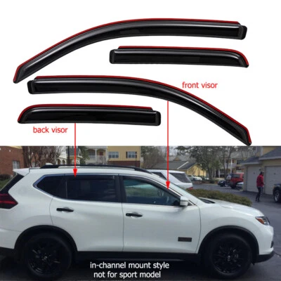 For 2014-2020 Nissan Rogue In Channel Smoke Window Visor Rain Guards Vent Shade - Image 1 of 4
