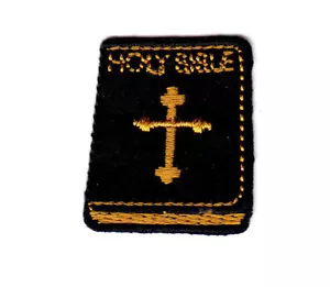 HOLY BIBLE Iron On Patch Jesus Religious Cross - Picture 1 of 1