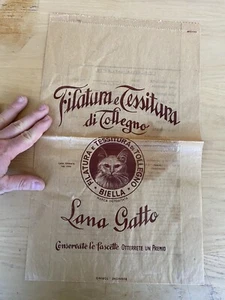 sacchetto pubblicitario filatura tessitura lana gatto epoca collezione sartoria - Foto 1 di 8