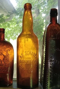 DAYTON,OHIO AD.SCHANTZ BREWERY NICE APPLIED BLOB TOP 1890 BEER BOTTLE - Picture 1 of 10