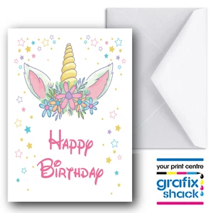 Unicorn Girls Birthday Card Daughter Niece Any Age A6 or A5 Size With Envelope - Picture 1 of 7
